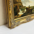 Coastal Tower in Storm | Vintage Seascape Oil Painting | Ornate Gold Frame | 19.7×16.1in - Vintage Oil Painting - Arden Gallery