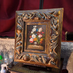 Vintage European Flower Bouquet Oil Painting, Classic Framed Wall Decor 18.1×19.7 in