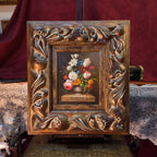 Vintage European Flower Bouquet Oil Painting, Classic Framed Wall Decor 18.1×19.7 in