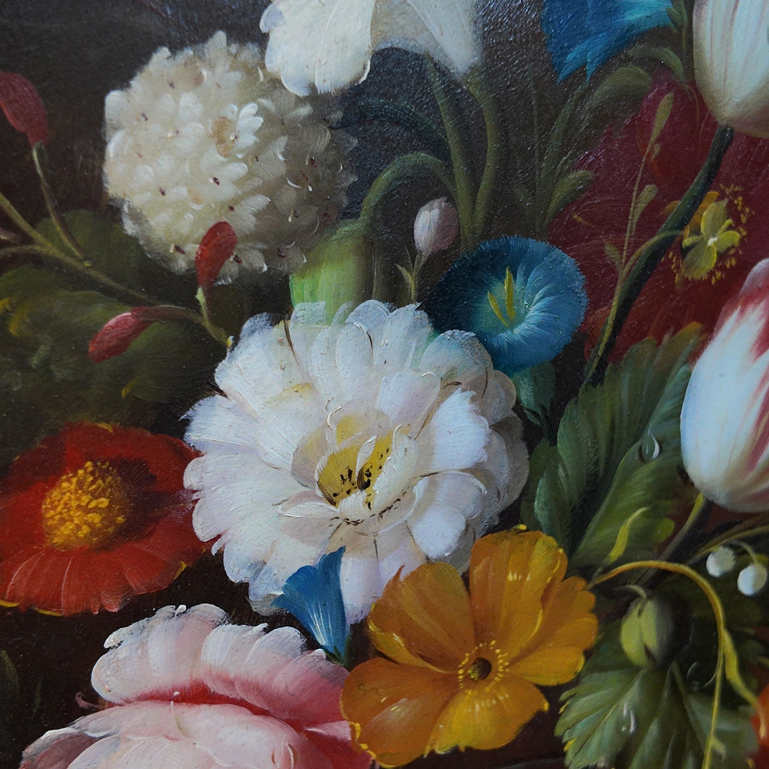 Vintage European Flower Bouquet Oil Painting, Classic Framed Wall Decor 18.1×19.7 in