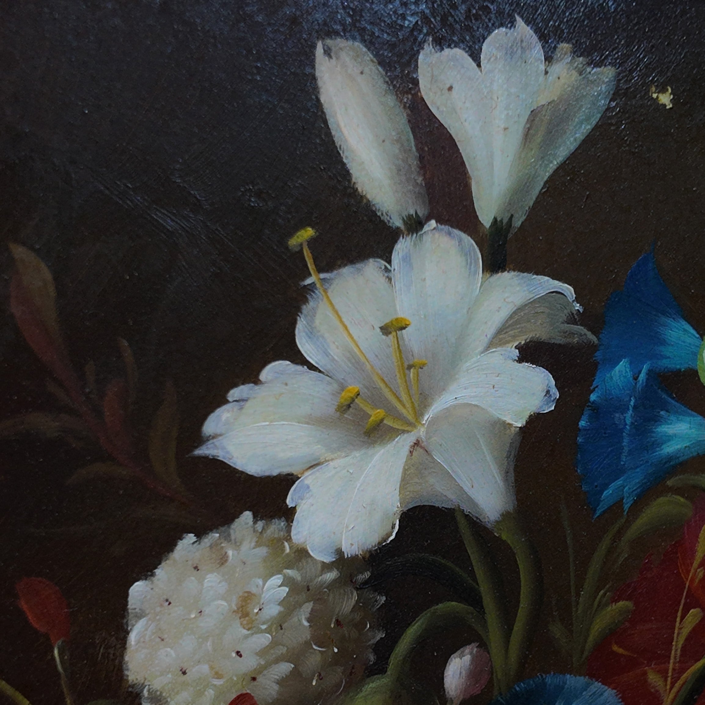 Vintage European Flower Bouquet Oil Painting, Classic Framed Wall Decor 18.1×19.7 in