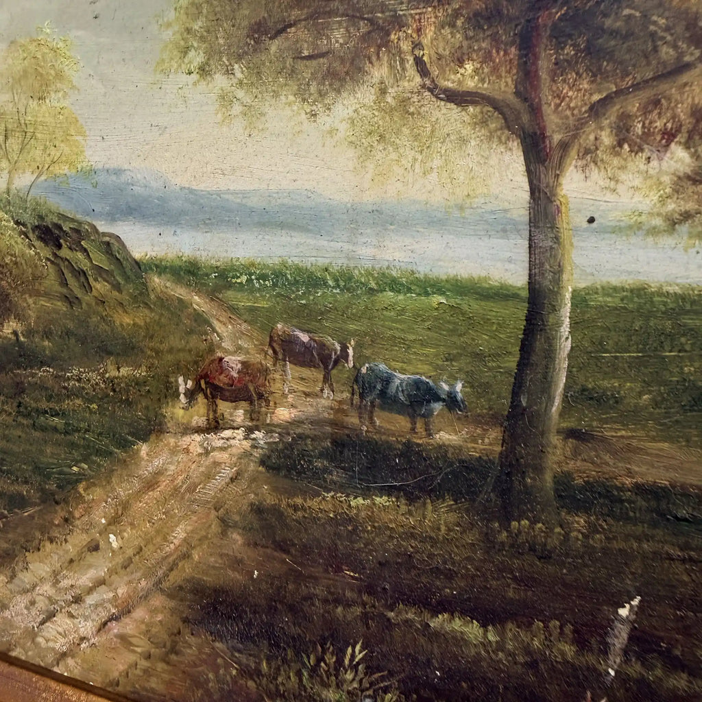 European Countryside River Landscape Oil Painting, Vintage Framed Classical Nature Wall Art - Vintage Oil Painting - Arden Gallery