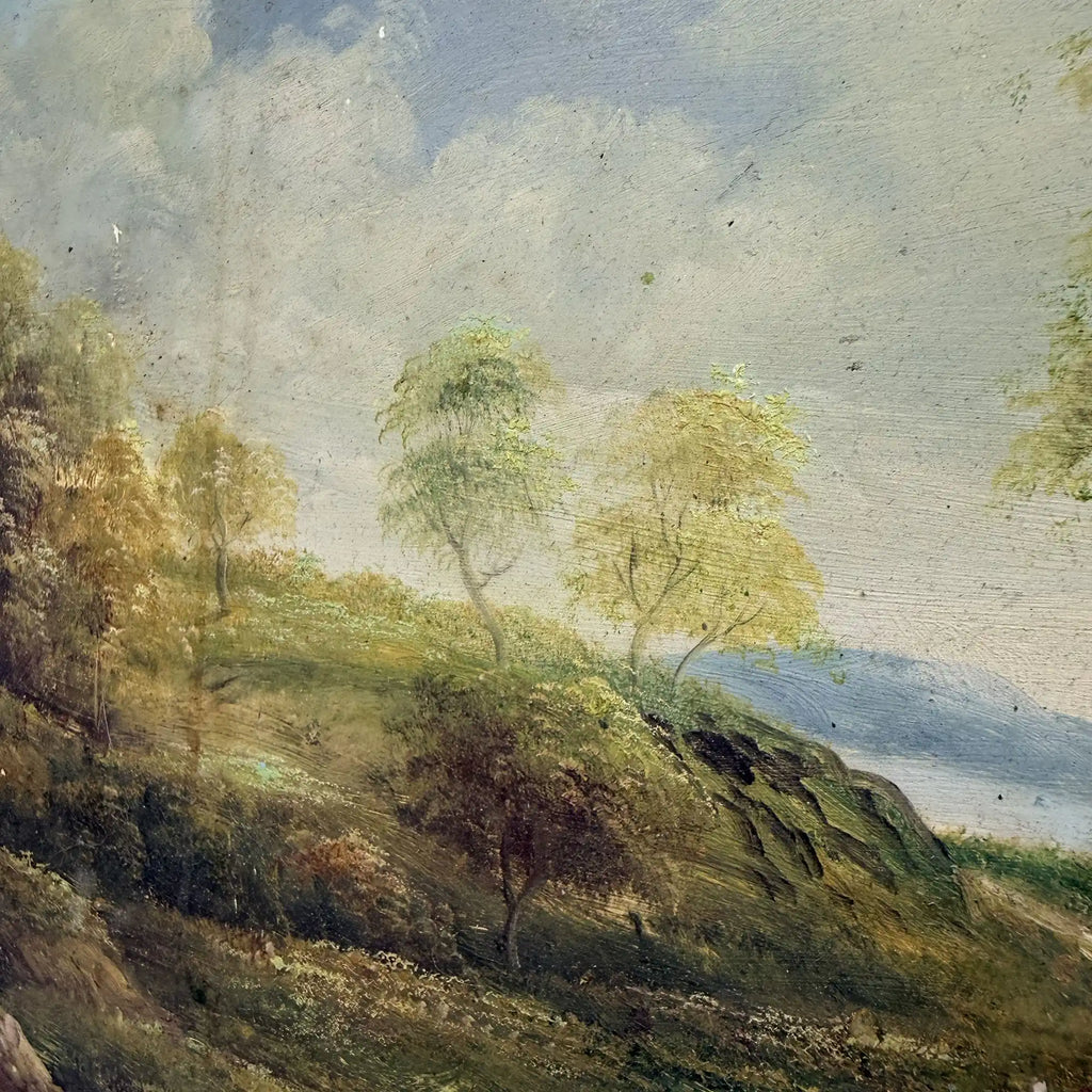 European Countryside River Landscape Oil Painting, Vintage Framed Classical Nature Wall Art - Vintage Oil Painting - Arden Gallery