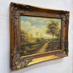 European Countryside River Landscape Oil Painting, Vintage Framed Classical Nature Wall Art - Vintage Oil Painting - Arden Gallery