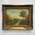 European Countryside River Landscape Oil Painting, Vintage Framed Classical Nature Wall Art - Vintage Oil Painting - Arden Gallery