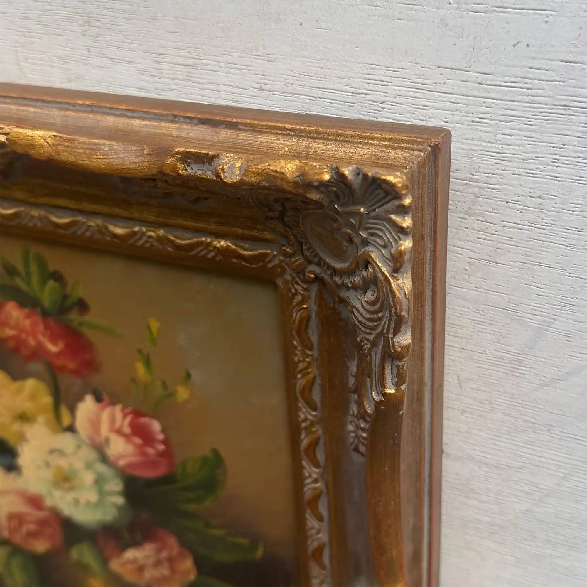Floral Still Life with Bouquet | Vintage Oil Painting | Ornate Frame | 11.4×13.4in - Vintage Oil Painting - Arden Gallery