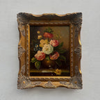 Floral Still Life with Bouquet | Vintage Oil Painting | Ornate Frame | 11.4×13.4in - Vintage Oil Painting - Arden Gallery