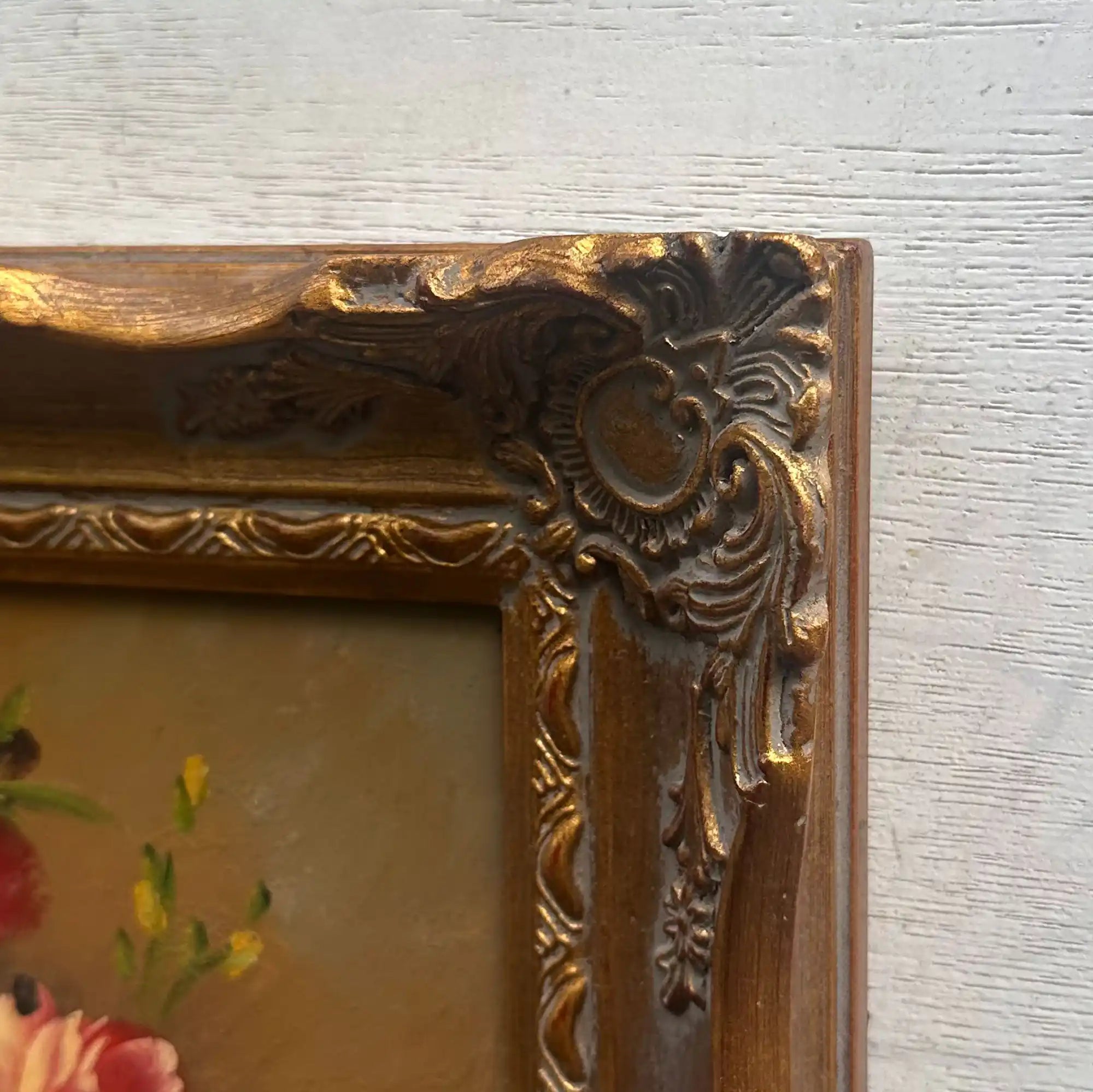 Floral Still Life with Bouquet | Vintage Oil Painting | Ornate Frame | 11.4×13.4in - Vintage Oil Painting - Arden Gallery