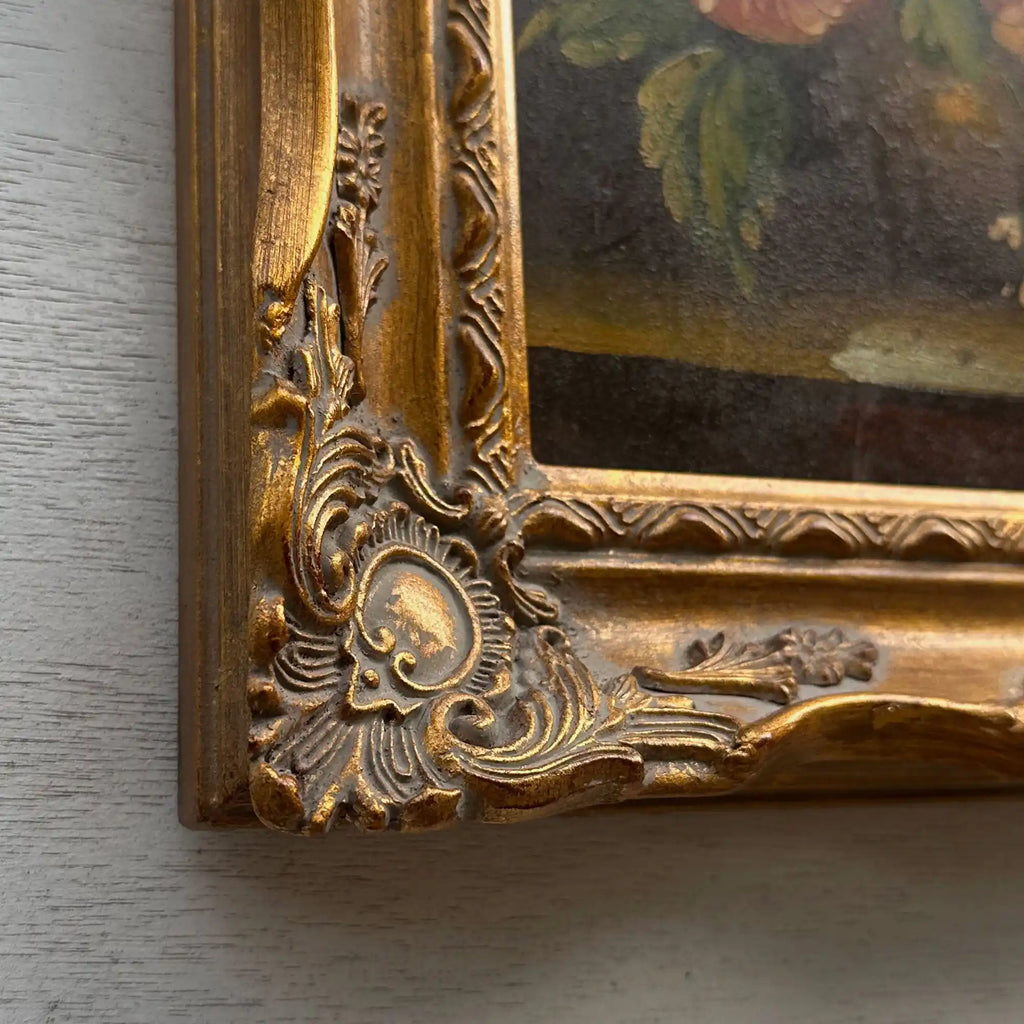 Floral Still Life with Bouquet | Vintage Oil Painting | Ornate Frame | 11.4×13.4in - Vintage Oil Painting - Arden Gallery