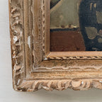 Flowers in a Black Vase Oil Painting | Red & Yellow Modernist Still Life | Carved Wood Frame | Early 20th C. | 21.7×24.8in - Vintage Oil Painting - Arden Gallery