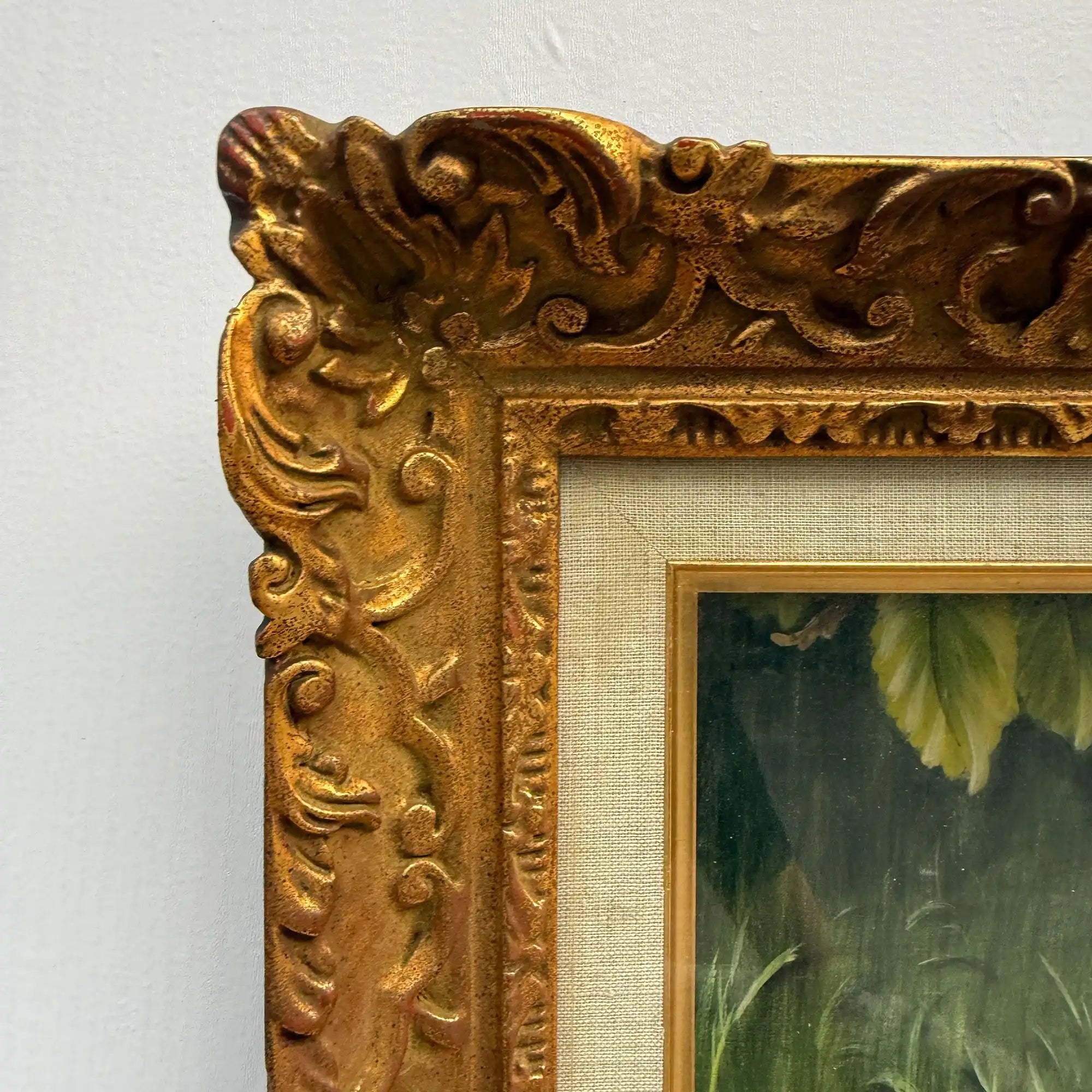 Four Little Cats | Original Vintage Kitten Oil Painting in Ornate Gold Frame - Vintage Oil Painting - Arden Gallery