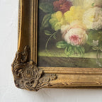 Golden Blooms | Vintage Floral Still Life Oil Painting | Ornate Gold Frame | 12.6×10.6in - Vintage Oil Painting - Arden Gallery