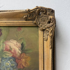Golden Blooms | Vintage Floral Still Life Oil Painting | Ornate Gold Frame | 12.6×10.6in - Vintage Oil Painting - Arden Gallery