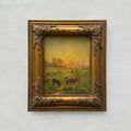 Golden Pasture at Sunset | Original Vintage Cattle Landscape Oil Painting - Vintage Oil Painting - Arden Gallery