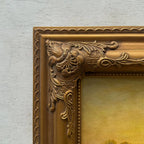 Golden Pasture at Sunset | Original Vintage Cattle Landscape Oil Painting - Vintage Oil Painting - Arden Gallery