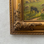 Golden Pasture at Sunset | Original Vintage Cattle Landscape Oil Painting - Vintage Oil Painting - Arden Gallery