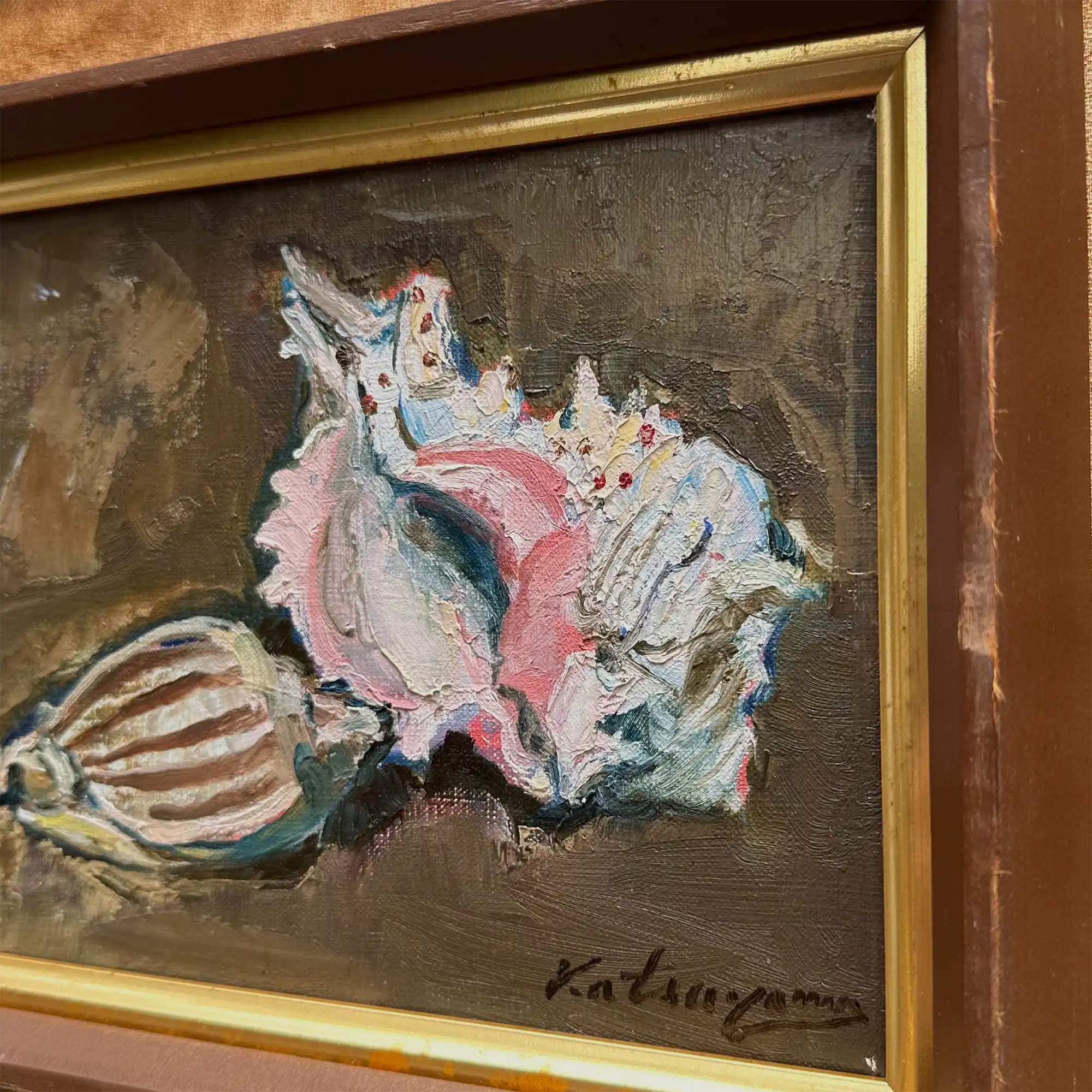 Hand-Painted Oil Painting – Original Artwork by Katsuyama, Period Original Frame Included - Vintage Oil Painting - Arden Gallery
