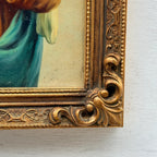 Hand-Painted Sacred Heart Religious Oil Painting, Vintage Framed Wall Art  (15.0 × 18.9 in) - Vintage Oil Painting - Arden Gallery