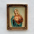 Hand-Painted Sacred Heart Religious Oil Painting, Vintage Framed Wall Art  (15.0 × 18.9 in) - Vintage Oil Painting - Arden Gallery