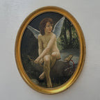 Hand-painted reproduction of a classic portrait of Cupid, oil painting. Size: 15.4 x 12.4 in - Vintage Oil Painting - Arden Gallery