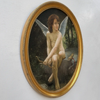 Hand-painted reproduction of a classic portrait of Cupid, oil painting. Size: 15.4 x 12.4 in - Vintage Oil Painting - Arden Gallery