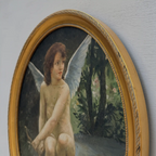 Hand-painted reproduction of a classic portrait of Cupid, oil painting. Size: 15.4 x 12.4 in - Vintage Oil Painting - Arden Gallery