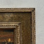 Hand Painted European Farmyard Ducks Oil Painting in Ornate Vintage Frame (12.6 × 14.6 inches) - Vintage Oil Painting - Arden Gallery