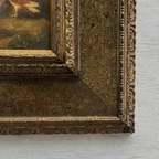 Hand Painted European Farmyard Ducks Oil Painting in Ornate Vintage Frame (12.6 × 14.6 inches) - Vintage Oil Painting - Arden Gallery