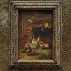 Hand Painted European Farmyard Ducks Oil Painting in Ornate Vintage Frame (12.6 × 14.6 inches) - Vintage Oil Painting - Arden Gallery