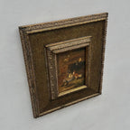 Hand Painted European Farmyard Ducks Oil Painting in Ornate Vintage Frame (12.6 × 14.6 inches) - Vintage Oil Painting - Arden Gallery