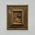 Hand Painted European Farmyard Ducks Oil Painting in Ornate Vintage Frame (12.6 × 14.6 inches) - Vintage Oil Painting - Arden Gallery