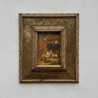 Hand Painted European Farmyard Ducks Oil Painting in Ornate Vintage Frame (12.6 × 14.6 inches) - Vintage Oil Painting - Arden Gallery