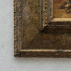 Hand Painted European Farmyard Ducks Oil Painting in Ornate Vintage Frame (12.6 × 14.6 inches) - Vintage Oil Painting - Arden Gallery