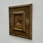 Hand Painted European Farmyard Ducks Oil Painting in Ornate Vintage Frame (12.6 × 14.6 inches) - Vintage Oil Painting - Arden Gallery