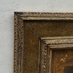 Hand Painted European Farmyard Ducks Oil Painting in Ornate Vintage Frame (12.6 × 14.6 inches) - Vintage Oil Painting - Arden Gallery
