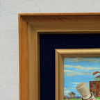 Classic British Golf Gentleman Oil Painting, Vintage Sports Wall Decor (with Frame 31 × 38 cm ):