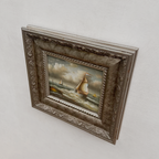 Original Hand-Painted Maritime Sailboat Seascape Oil Painting in Heavy Ornate Silver Frame (with Frame 42 × 37 cm)