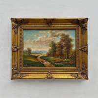 Original Vintage Landscape Oil Painting, Peaceful Countryside Road and Trees Artwork 57×47 cm