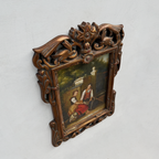 Vintage Genre Painting, European Couple Scene, Romantic Figurative Wall Art, Classical Antique Style Decor, One of a Kind 45x65cm