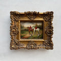 The Hunt at Rest | Signed Robert Caspers | Vintage Equestrian Oil Painting | 19.3×15.4in