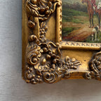 The Hunt at Rest | Signed Robert Caspers | Vintage Equestrian Oil Painting | 19.3×15.4in