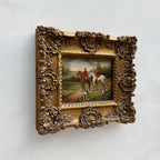 The Hunt at Rest | Signed Robert Caspers | Vintage Equestrian Oil Painting | 19.3×15.4in