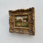 The Hunt at Rest | Signed Robert Caspers | Vintage Equestrian Oil Painting | 19.3×15.4in