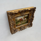 The Hunt at Rest | Signed Robert Caspers | Vintage Equestrian Oil Painting | 19.3×15.4in