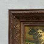Vintage Dog Portrait Painting, European Puppy Wall Art, Pet Animal Artwork, Classic Antique Style Decor, One of a Kind 36x31cm