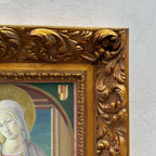Madonna and Child | Vintage Egg Tempera Reproduction | Ornate Carved Frame | 19.7×23.6in