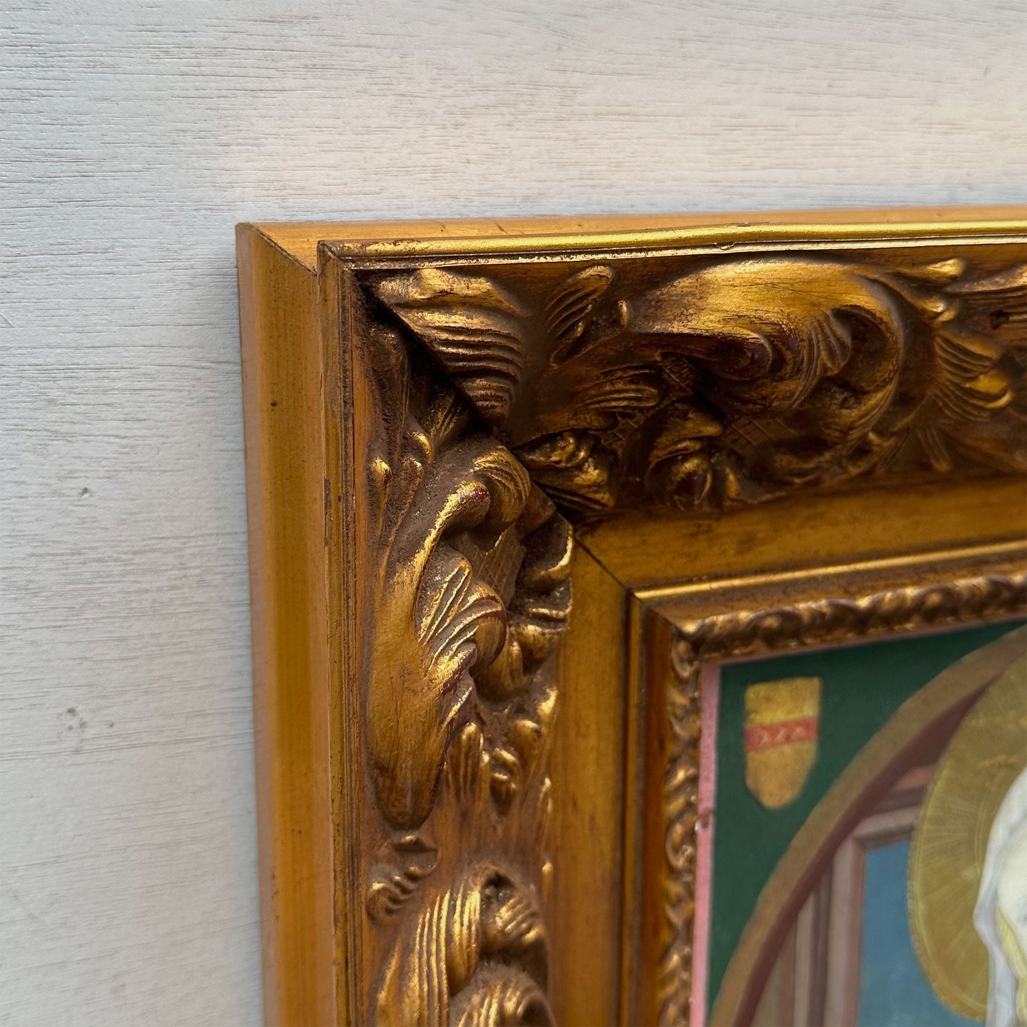 Madonna and Child | Vintage Egg Tempera Reproduction | Ornate Carved Frame | 19.7×23.6in