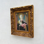 Madonna and Child | Vintage Egg Tempera Reproduction | Ornate Carved Frame | 19.7×23.6in