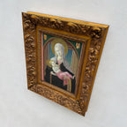 Madonna and Child | Vintage Egg Tempera Reproduction | Ornate Carved Frame | 19.7×23.6in