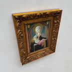 Madonna and Child | Vintage Egg Tempera Reproduction | Ornate Carved Frame | 19.7×23.6in